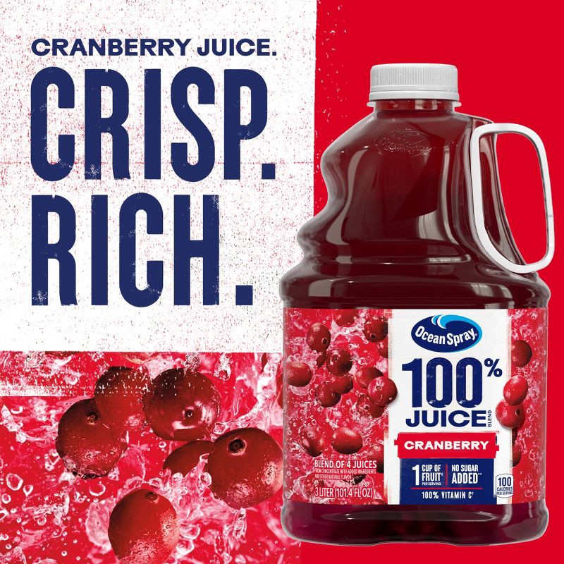 slide 4 of 10, Ocean Spray 100% Juice Blend Cranberry - 101.4 floz Bottle, 1 ct