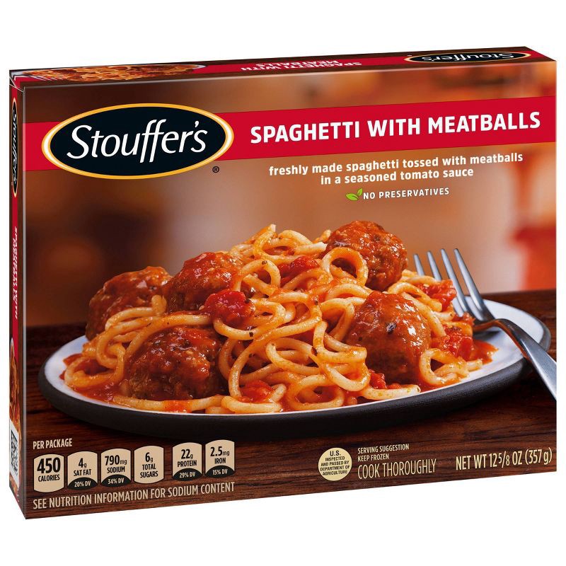 slide 3 of 9, Stouffer's Spaghetti With Meatballs Frozen Dinner - 12.625oz, 12.625 oz