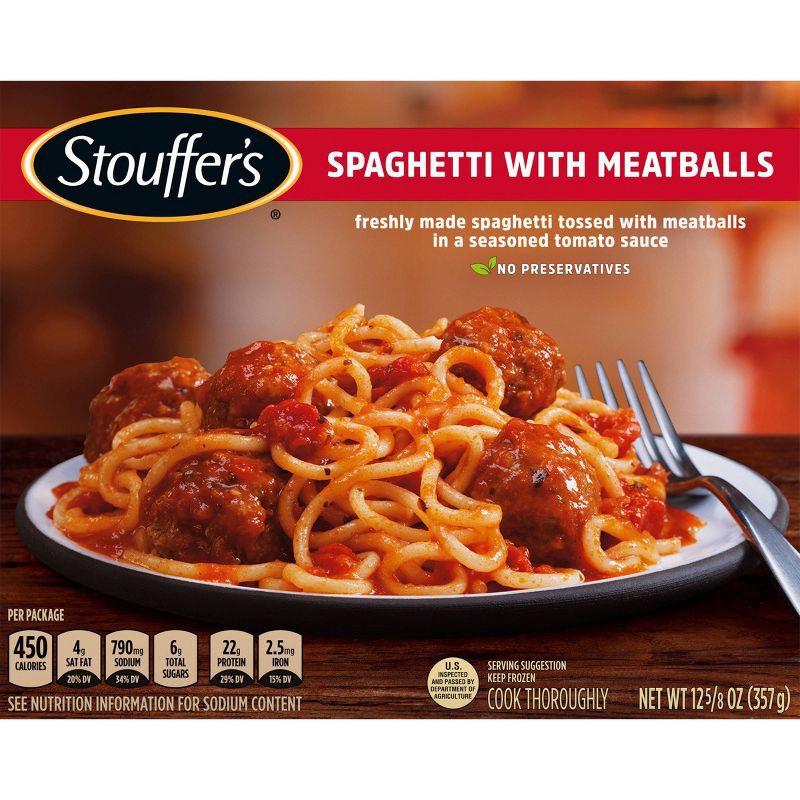 slide 1 of 9, Stouffer's Spaghetti With Meatballs Frozen Dinner - 12.625oz, 12.625 oz