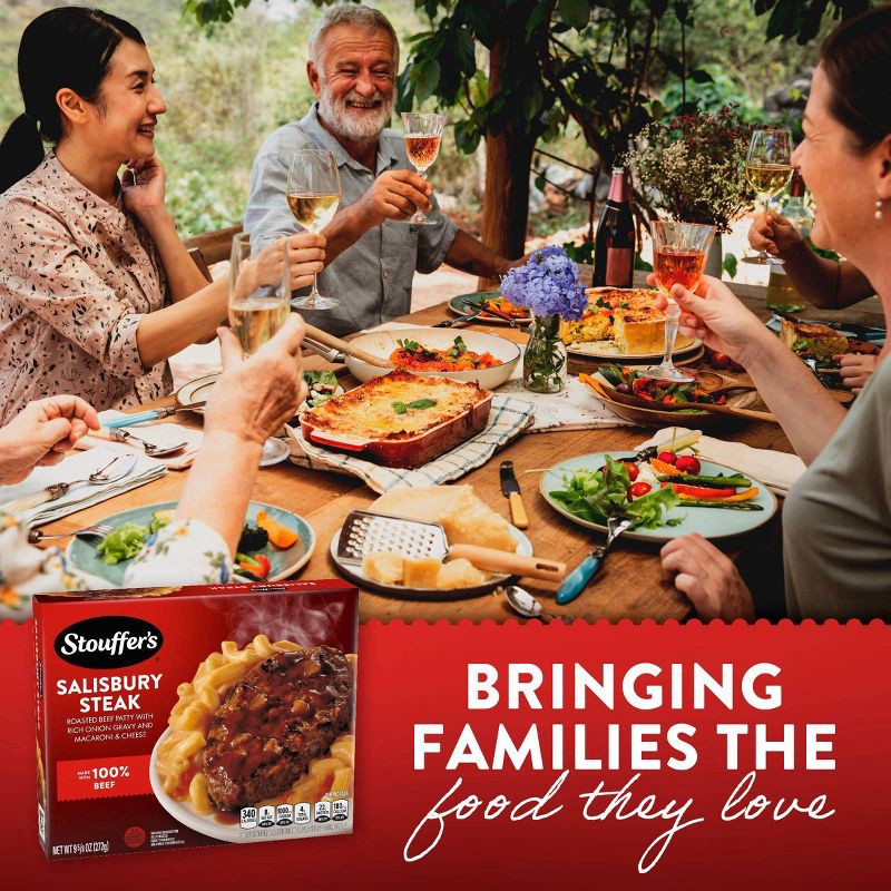 slide 4 of 8, Stouffer's Salisbury Steak with Mac and Cheese Dinner Frozen Meal - 9.625oz, 9.625 oz