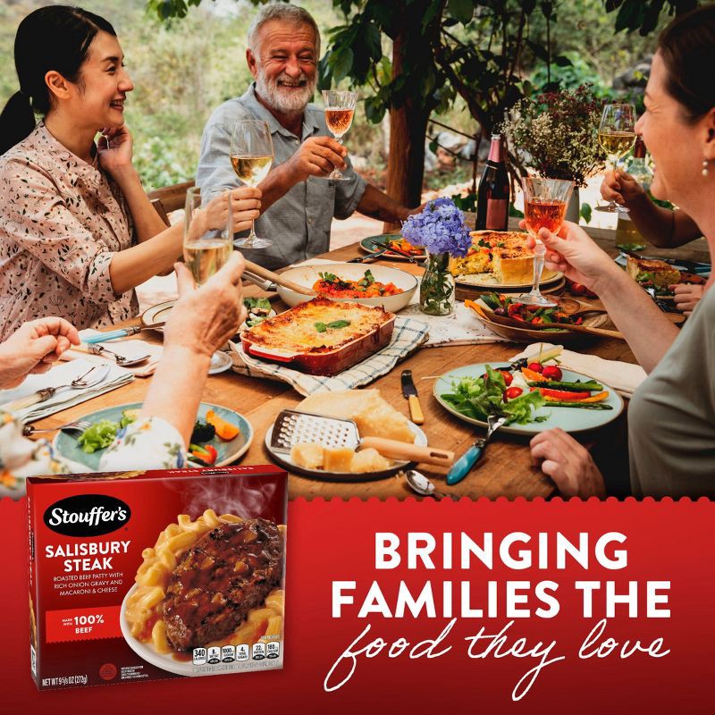 slide 4 of 8, Stouffer's Salisbury Steak with Mac and Cheese Dinner Frozen Meal - 9.625oz, 9.625 oz