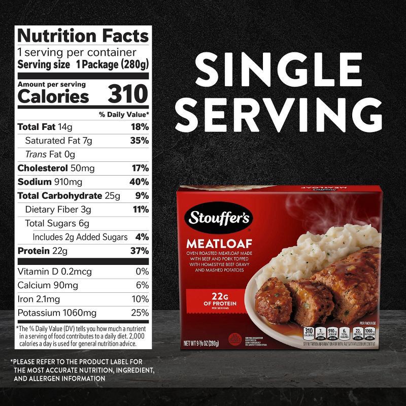 slide 7 of 8, Stouffer's Classic Meatloaf Meal Frozen Dinner - 9.875oz, 9.875 oz