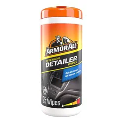 Armor All 25ct Interior Detailer Wipes Automotive Wash: Car Cleaning Supplies, Prevents Fading & Cracking, Unscented