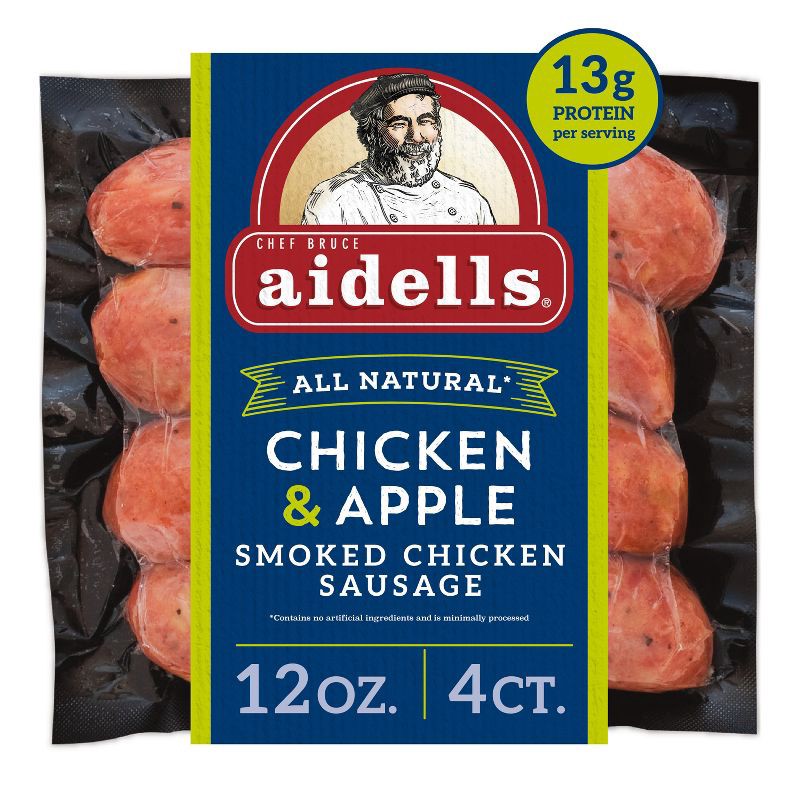 slide 1 of 3, Aidells Chicken & Apple Smoked Chicken Sausage - 12oz/4ct, 4 ct; 12 oz