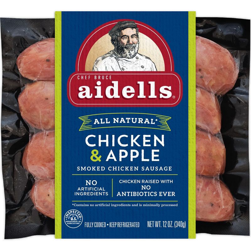 slide 1 of 6, Aidells Chicken & Apple Smoked Chicken Sausage - 12oz/4ct, 4 ct; 12 oz