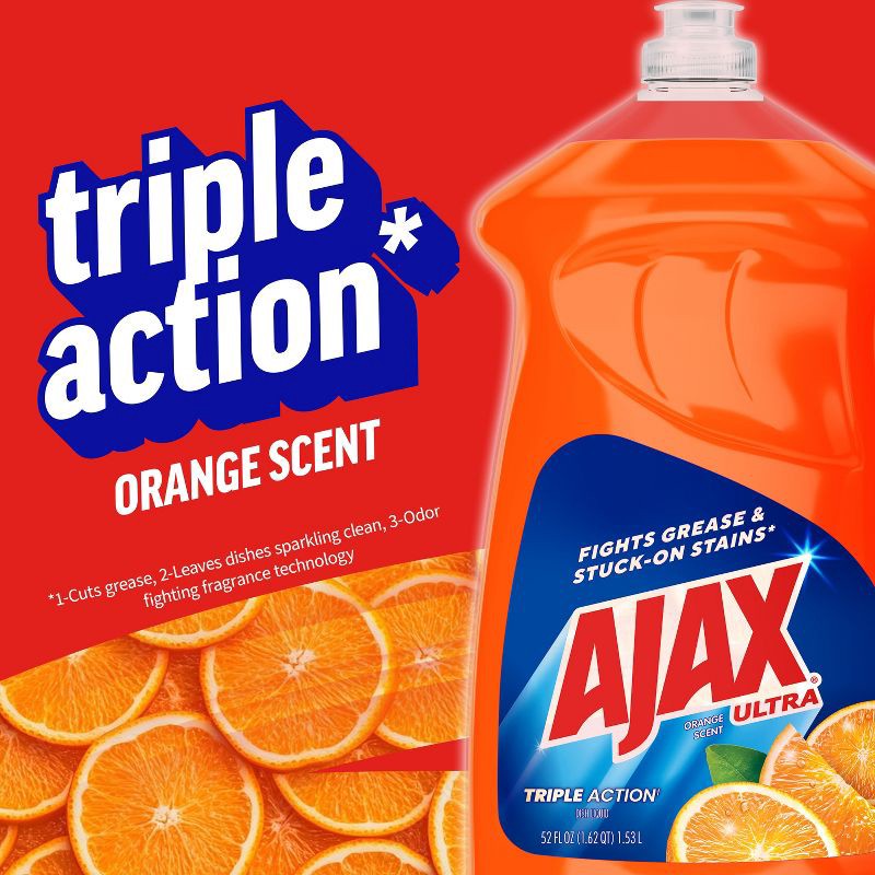 slide 3 of 16, Ajax Ultra Triple Action Liquid Dish Soap - Orange Scent - 52 fl oz, 52 fl oz