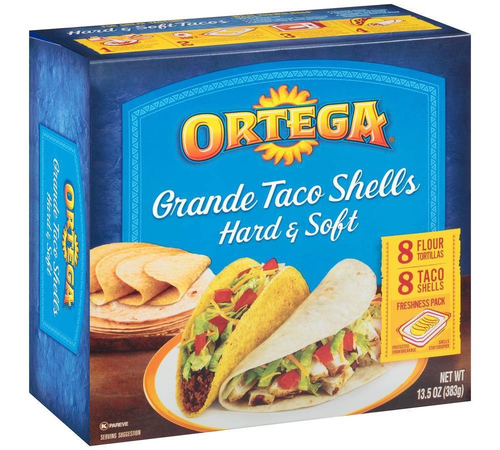 slide 2 of 3, Ortega Hard & Soft Taco Grande Dinner Kit, 20.8 oz