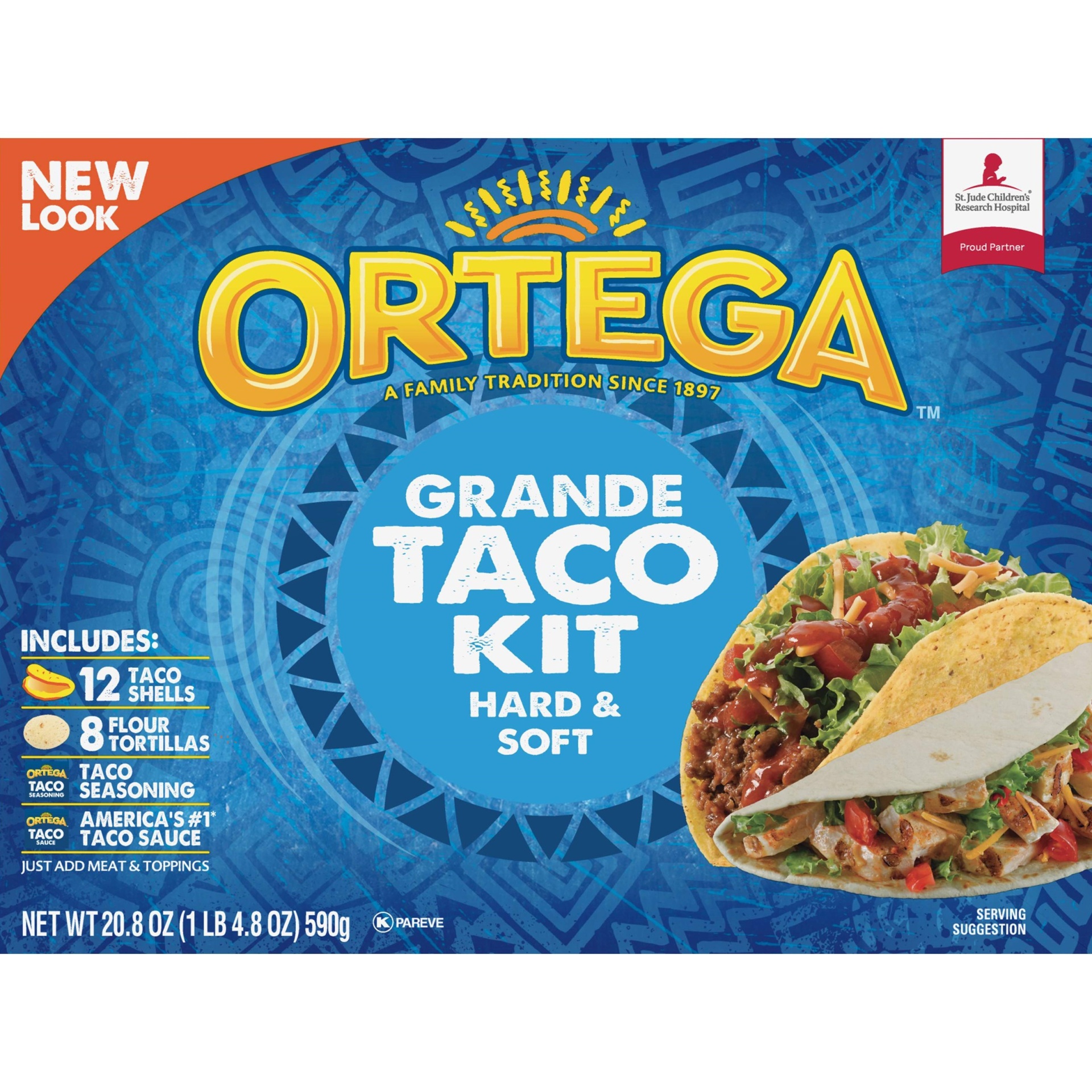 slide 1 of 4, Ortega Hard & Soft Taco Grande Dinner Kit - 20.8oz, 20.8 oz