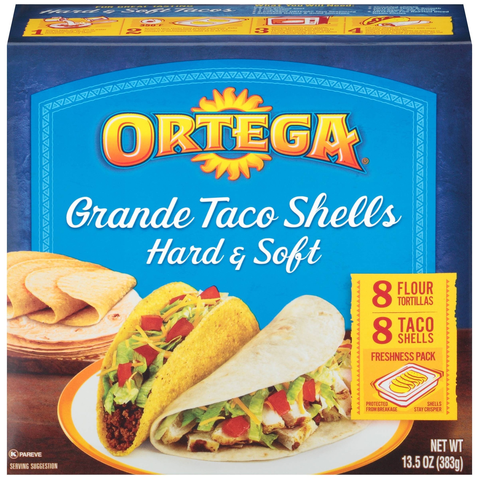 slide 1 of 3, Ortega Hard & Soft Taco Grande Dinner Kit, 20.8 oz