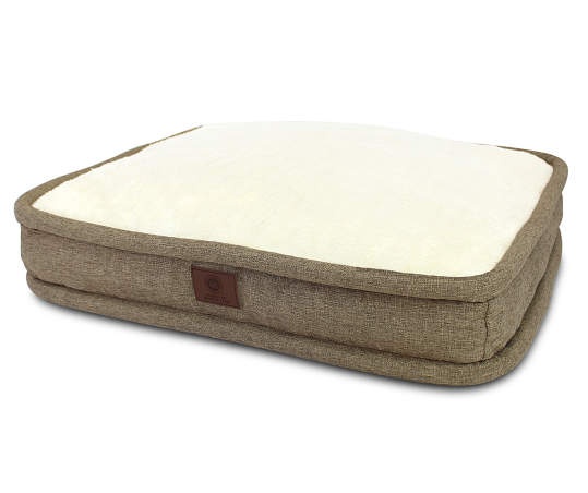slide 1 of 1, AKC Tan Memory Foam Gusset Pet Bed, 24 in x 19 in