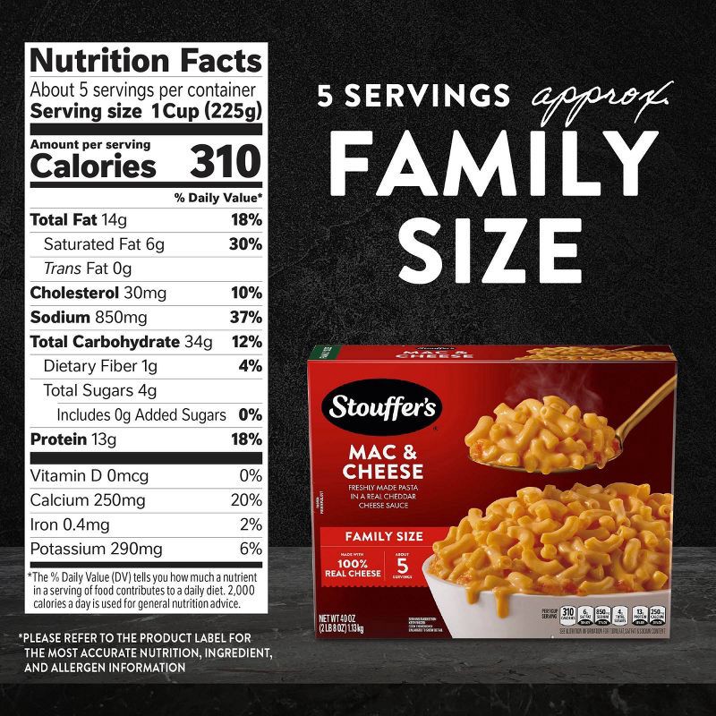 slide 7 of 8, Stouffer's Mac and Cheese Family Size Dinner Frozen Meal - 40oz, 40 oz
