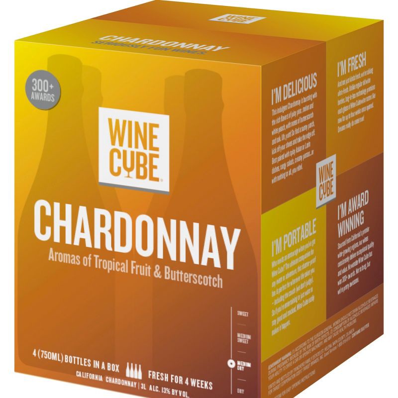 slide 1 of 5, Chardonnay White Wine - 3L Box - Wine Cube™, 3 liter