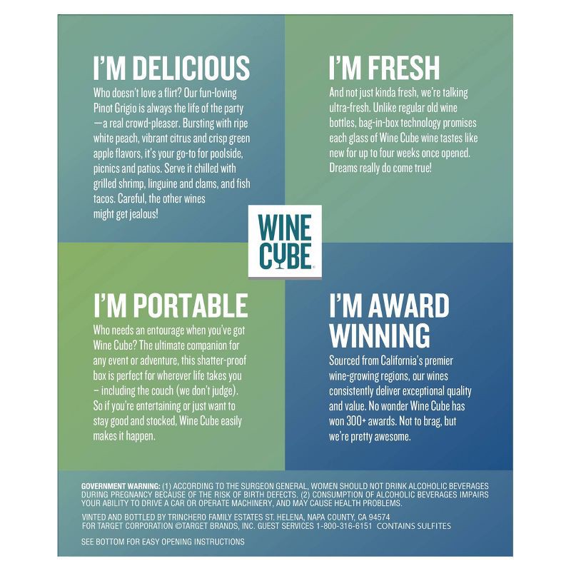 slide 3 of 5, Pinot Grigio White Wine- 3L Box - Wine Cube™, 3 liter