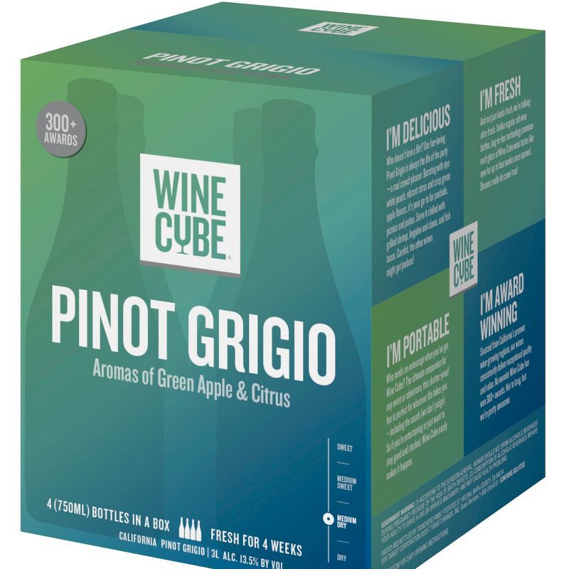 slide 1 of 5, Pinot Grigio White Wine- 3L Box - Wine Cube™, 3 liter