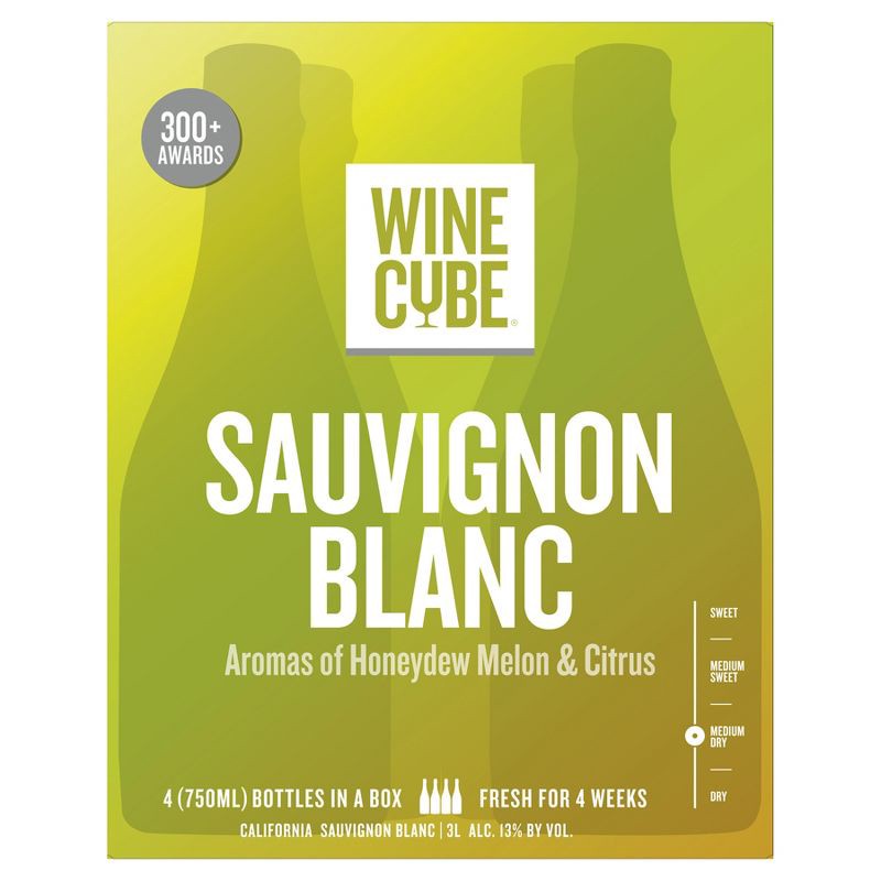 slide 3 of 5, Sauvignon Blanc White Wine - 3L Box - Wine Cube™, 3 liter