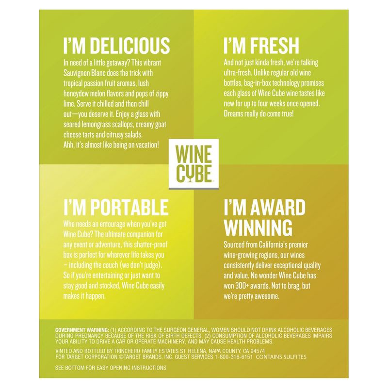 slide 4 of 5, Sauvignon Blanc White Wine - 3L Box - Wine Cube™, 3 liter