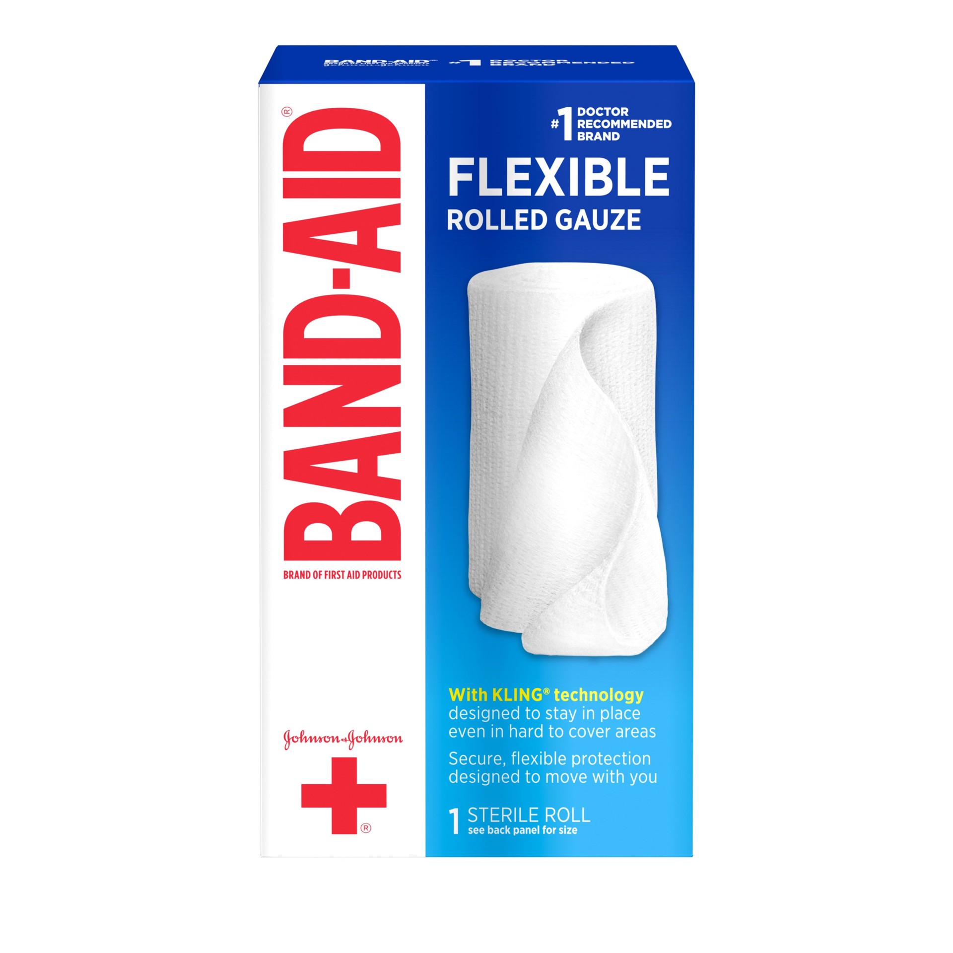 slide 2 of 5, BAND-AID Band Aid Brand of First Aid Products Flexible Rolled Gauze Dressing for Minor Wound Care, soft Padding and Instant Absorption, 3 Inches by 2.5 Yards, 1 ct