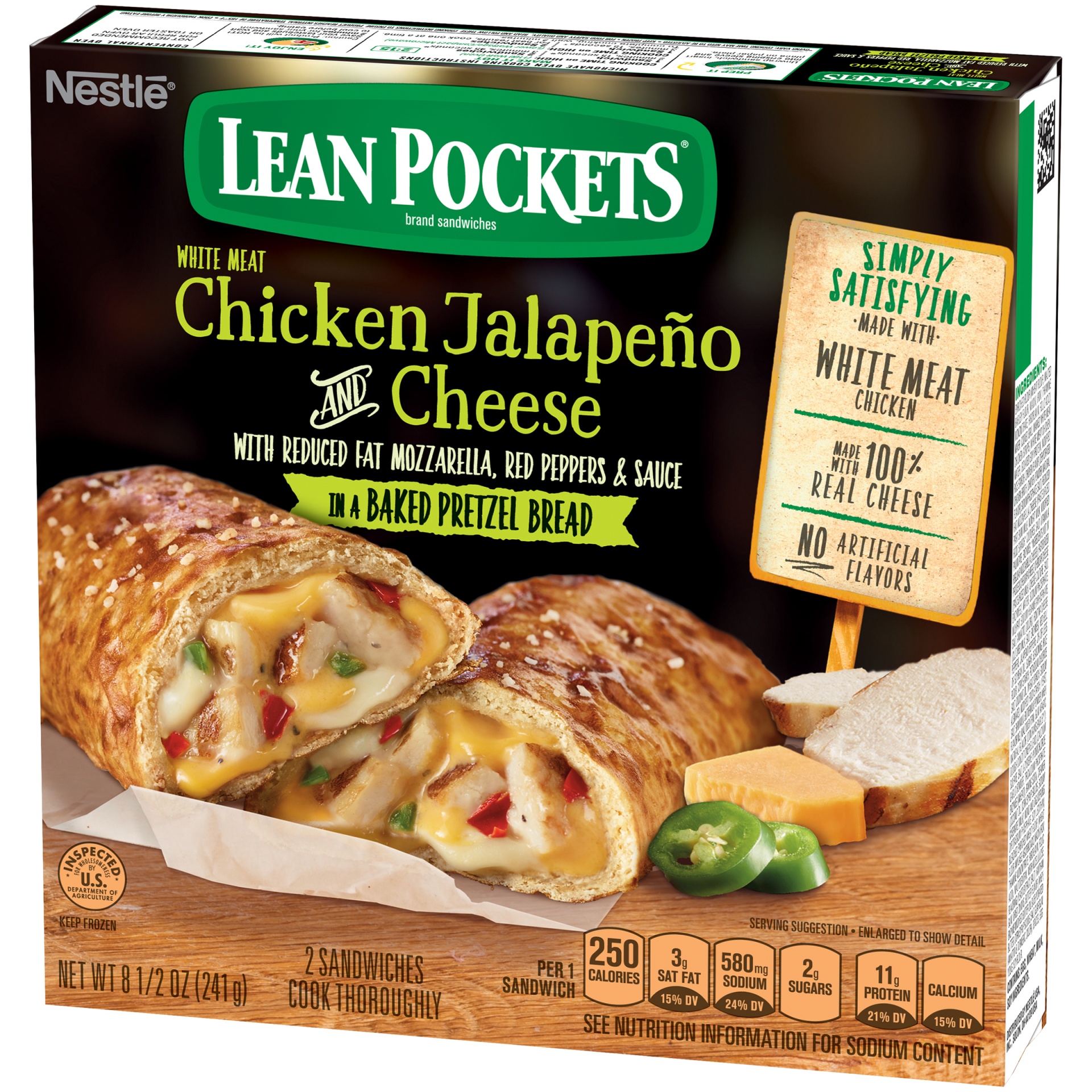 slide 4 of 6, Lean Pockets Pretzel Bread Grilled Chicken With Jalapeno Cheddar Sandwiches, 9 oz