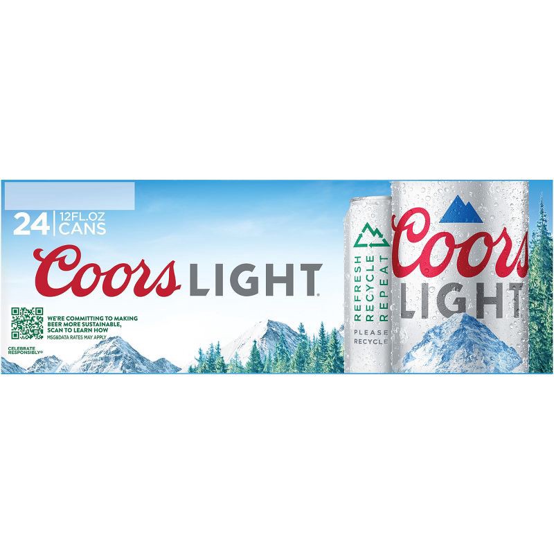 slide 9 of 11, Coors Light Beer - 24pk/12 fl oz Cans, 24 ct; 12 fl oz