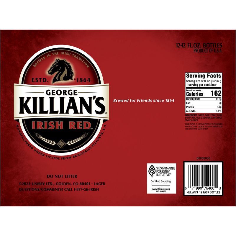 slide 9 of 9, George Killian's Irish Red Lager Beer - 12pk/12 fl oz Bottles, 12 ct; 12 fl oz