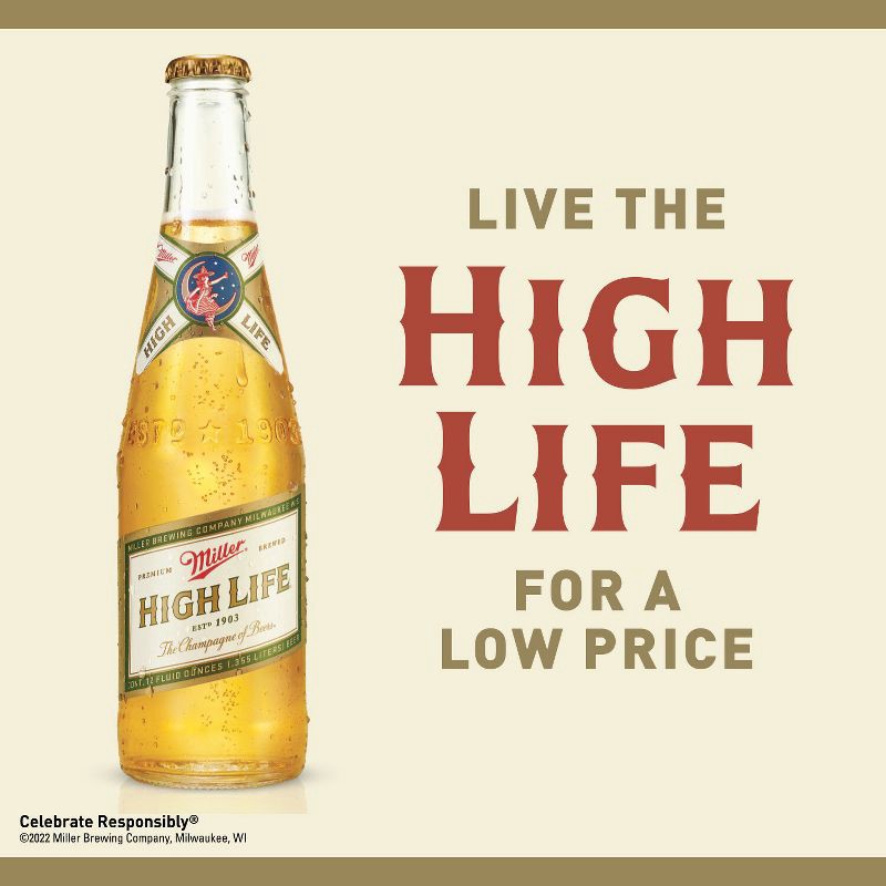 slide 4 of 8, Miller High Life Beer - 12pk/12 fl oz Bottles, 12 ct; 12 fl oz