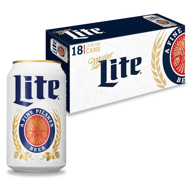 slide 1 of 9, Miller Lite Beer - 18pk/12 fl oz Cans, 18 ct; 12 fl oz