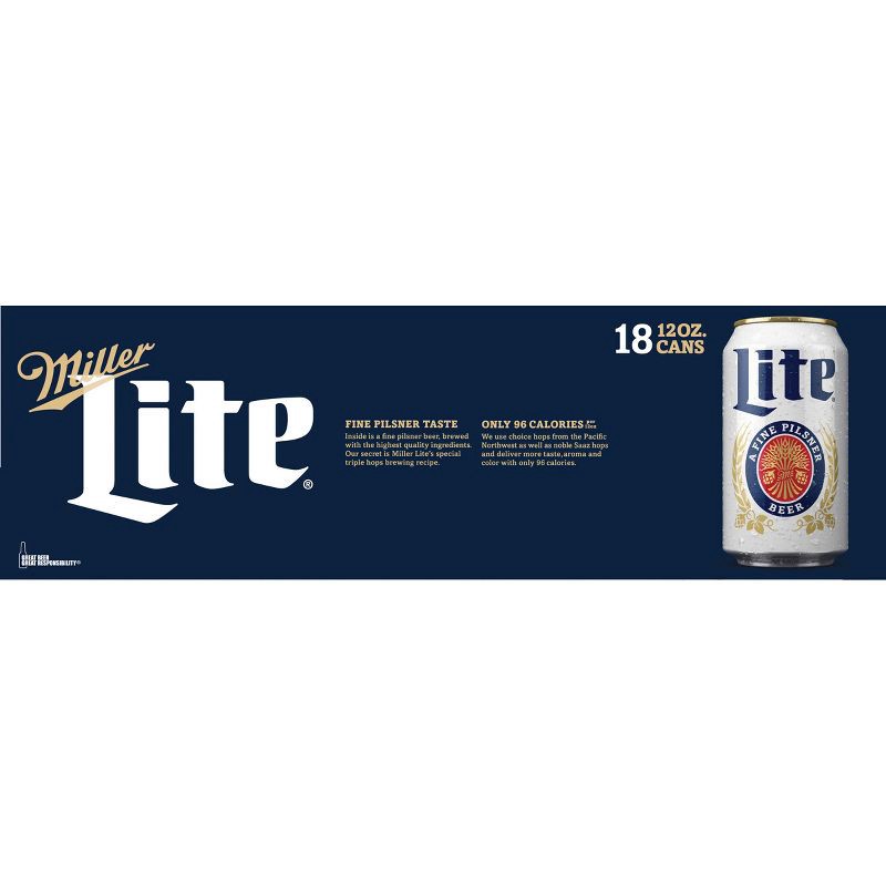 slide 8 of 9, Miller Lite Beer - 18pk/12 fl oz Cans, 18 ct; 12 fl oz