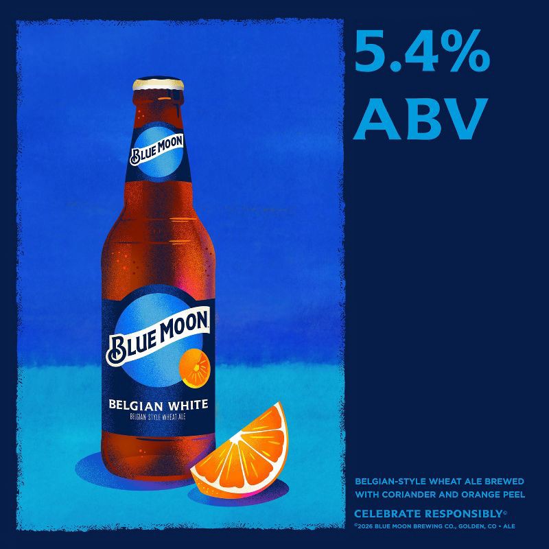 slide 2 of 7, Blue Moon Belgian White Wheat Ale Beer - 12pk/12 fl oz Bottles, 12 ct; 12 fl oz