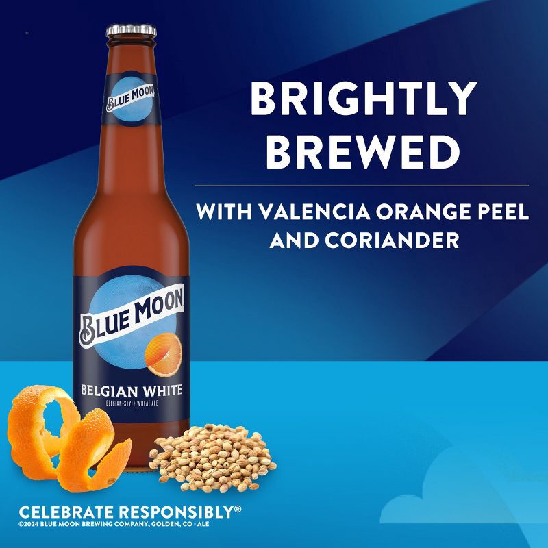 slide 4 of 8, Blue Moon Belgian White Wheat Ale Beer - 12pk/12 fl oz Bottles, 12 ct; 12 fl oz