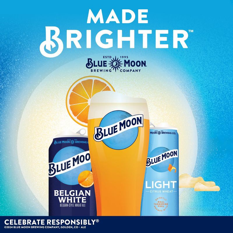 slide 5 of 8, Blue Moon Belgian White Wheat Ale Beer - 12pk/12 fl oz Bottles, 12 ct; 12 fl oz