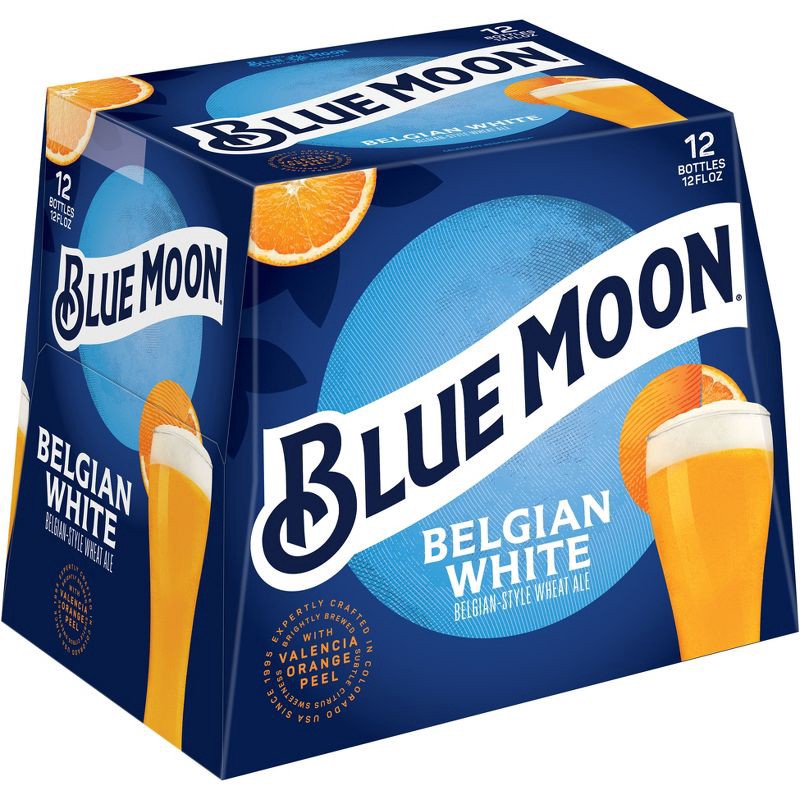 slide 1 of 8, Blue Moon Belgian White Wheat Ale Beer - 12pk/12 fl oz Bottles, 12 ct; 12 fl oz