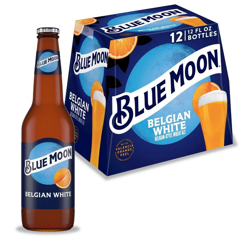slide 1 of 7, Blue Moon Belgian White Wheat Ale Beer - 12pk/12 fl oz Bottles, 12 ct; 12 fl oz