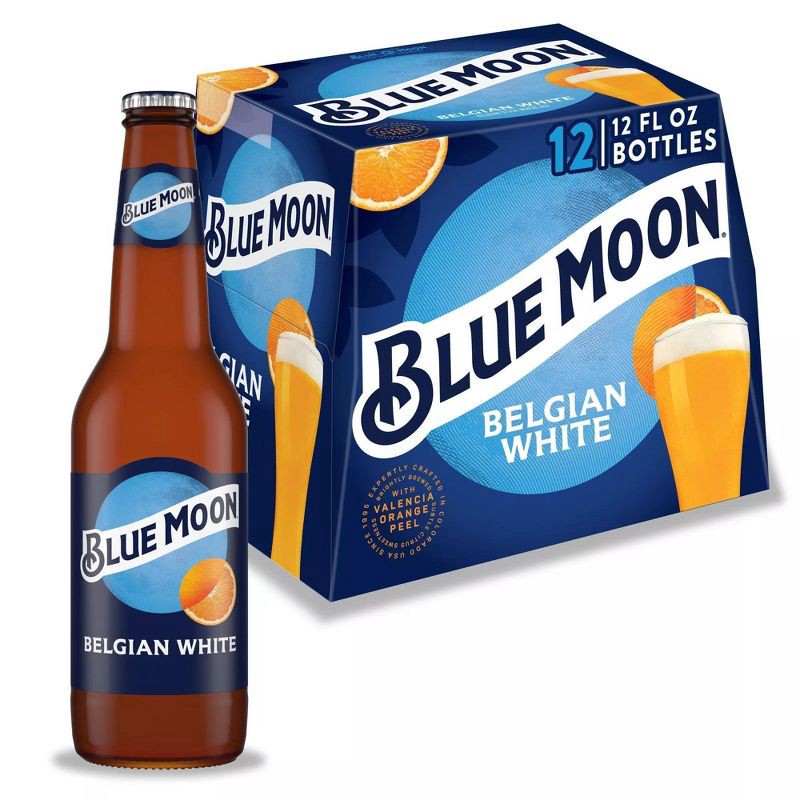 slide 1 of 7, Blue Moon Belgian White Wheat Ale Beer - 12pk/12 fl oz Bottles, 12 ct; 12 fl oz