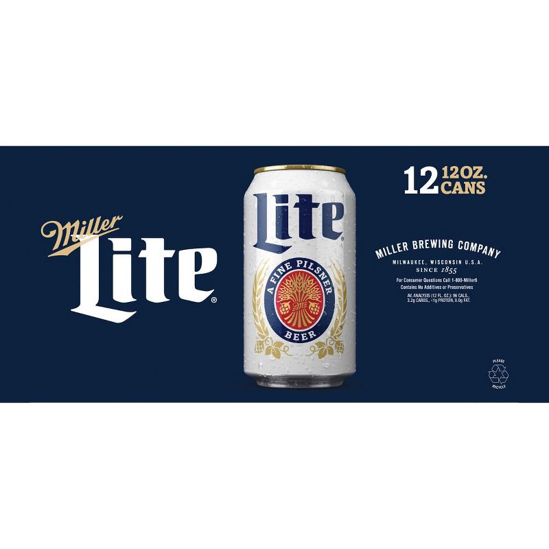 slide 9 of 9, Miller Lite Beer - 12pk/12 fl oz Cans, 12 ct; 12 fl oz