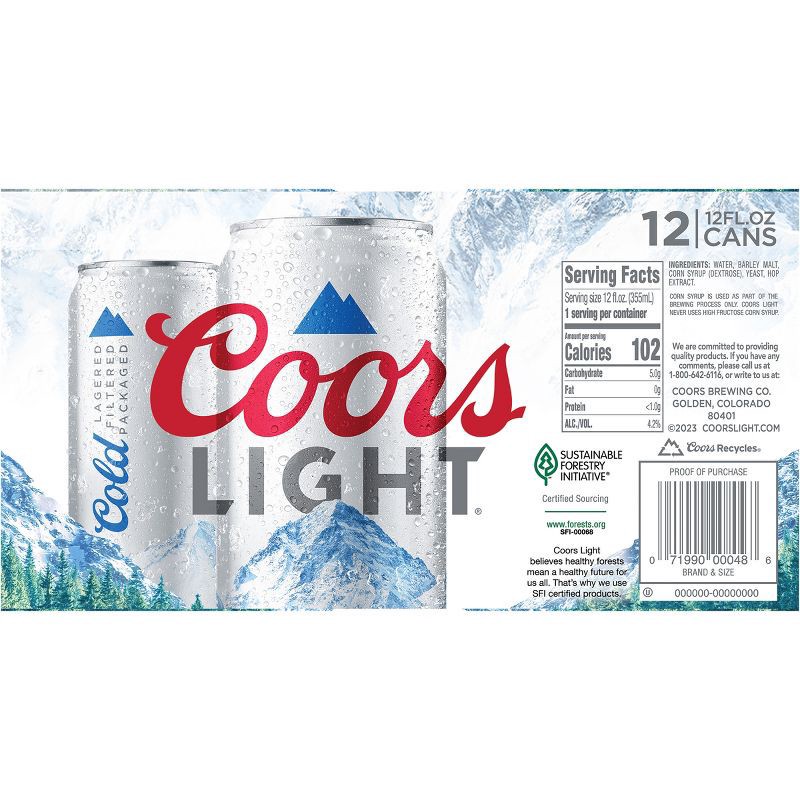 slide 9 of 11, Coors Light Beer - 12pk/12 fl oz Cans, 12 ct; 12 fl oz