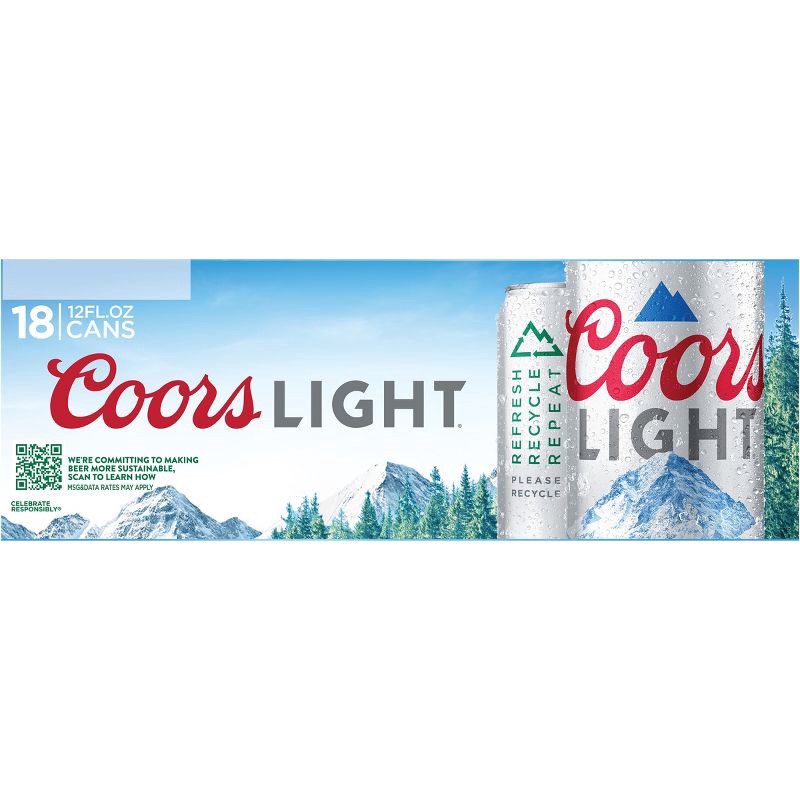 slide 9 of 10, Coors Light Beer - 18pk/12 fl oz Cans, 18 ct; 12 fl oz