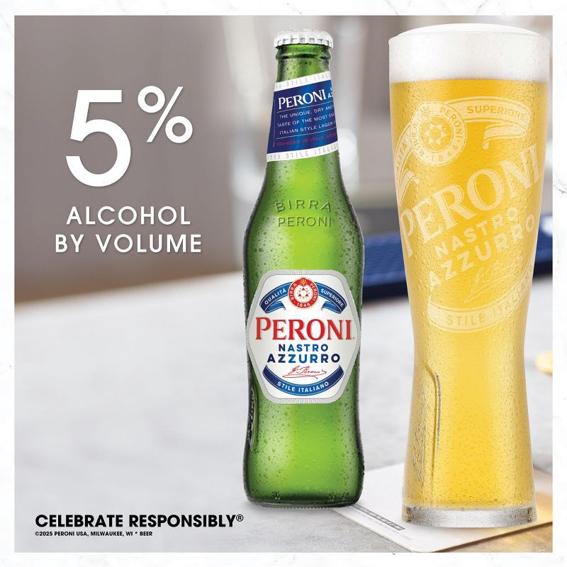slide 2 of 7, Peroni Nastro Azzurro Lager Beer - 6pk/12 fl oz Bottles, 6 ct; 12 fl oz