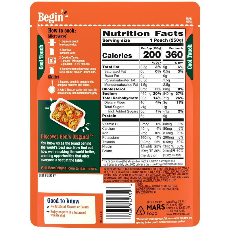 slide 3 of 6, Ben's Original Ready Rice Long Grain & Wild Rice Microwavable Pouch - 8.8oz, 8.8 oz