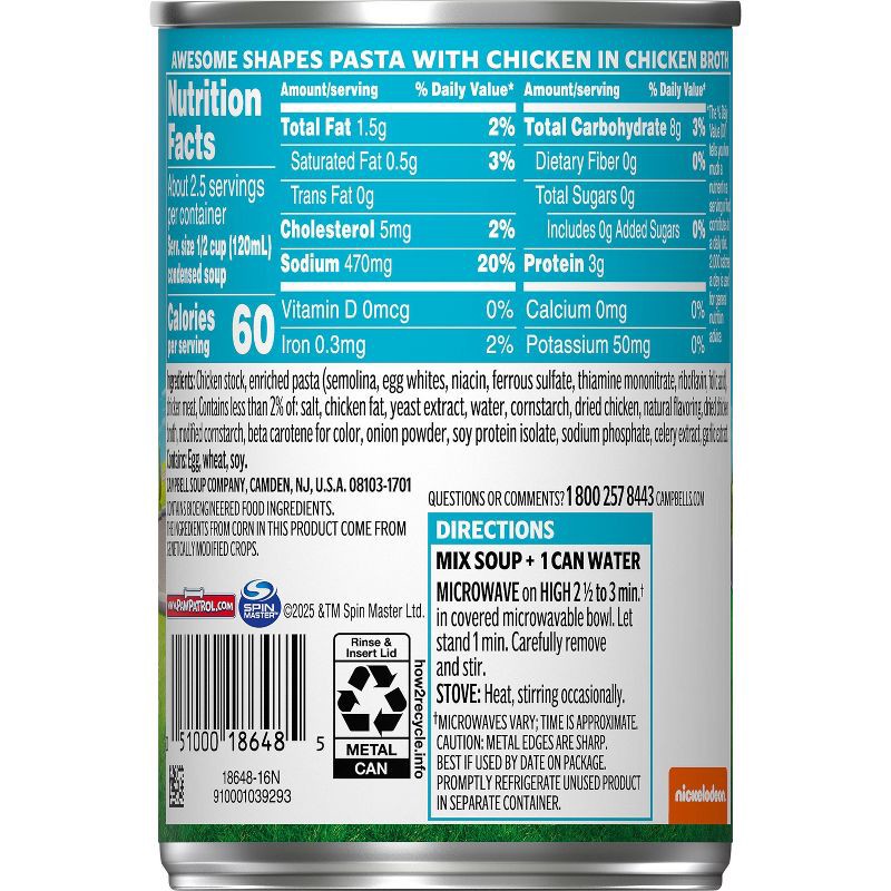 slide 2 of 11, Campbell's PAW Patrol Chicken & Pasta Shapes Soup - 10.5oz, 10.5 oz