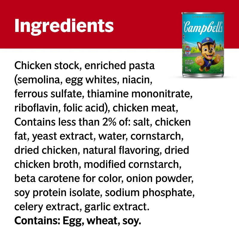 slide 9 of 11, Campbell's PAW Patrol Chicken & Pasta Shapes Soup - 10.5oz, 10.5 oz