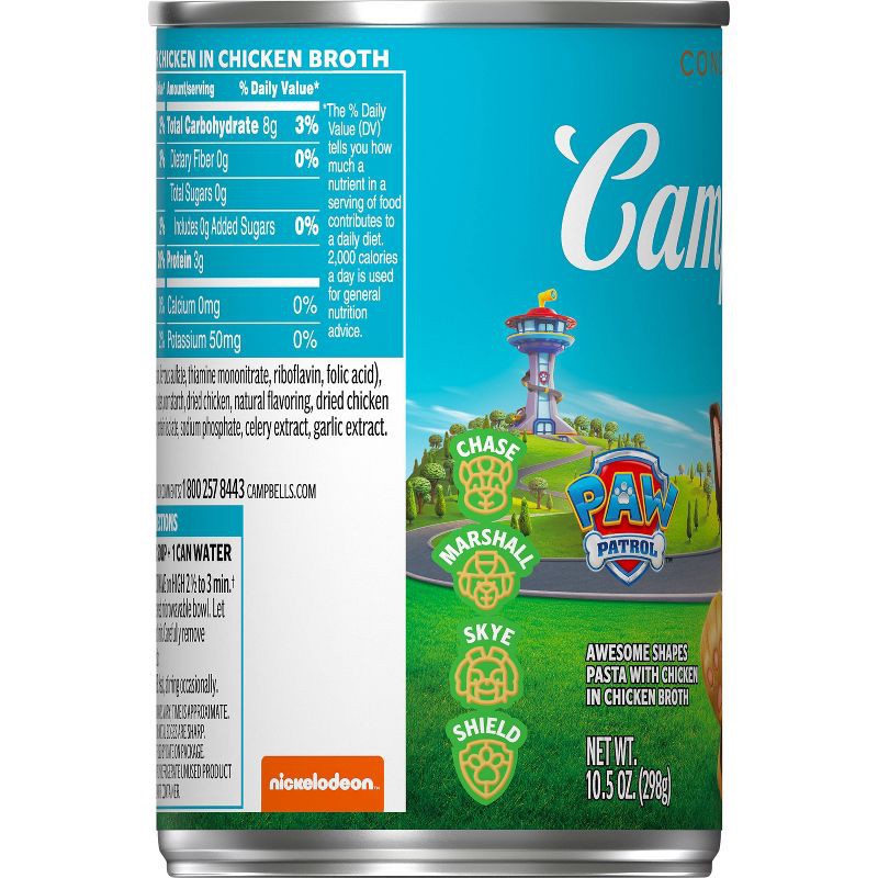 slide 10 of 11, Campbell's PAW Patrol Chicken & Pasta Shapes Soup - 10.5oz, 10.5 oz