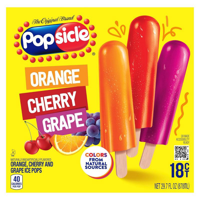 slide 2 of 12, Popsicle Orange Cherry Grape Variety Ice Pops - 18ct, 18 ct