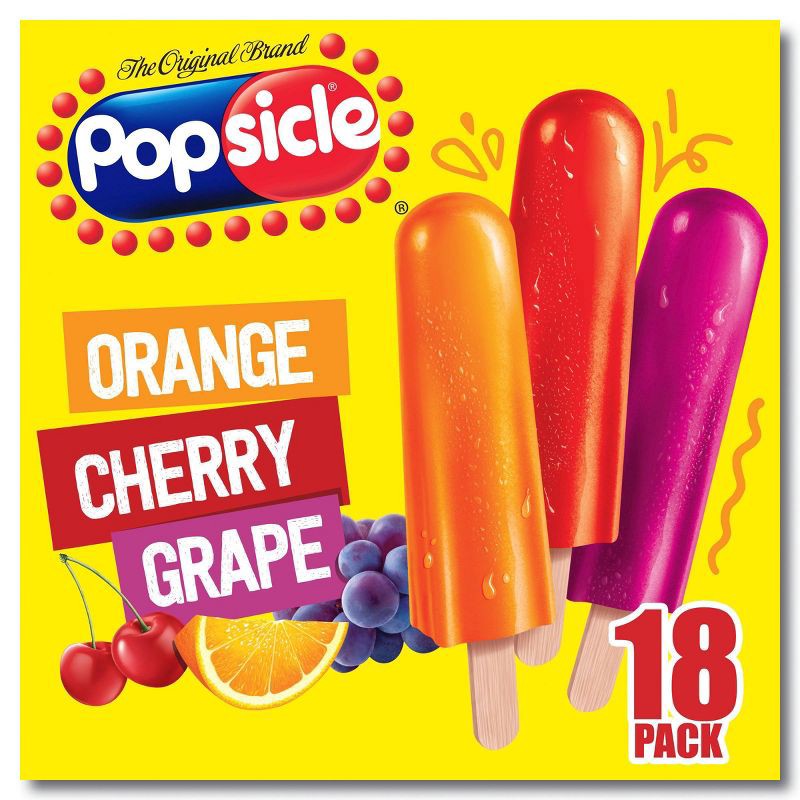 slide 1 of 12, Popsicle Orange Cherry Grape Variety Ice Pops - 18ct, 18 ct