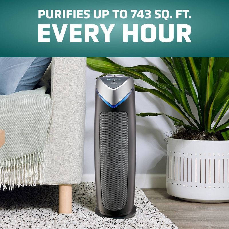 slide 9 of 15, Germ Guardian Air Purifier with HEPA Filter and UVC Black: Germicidal UV, Carbon Filter, 3 Settings, 500-800 sq. ft. Coverage, 1 ct