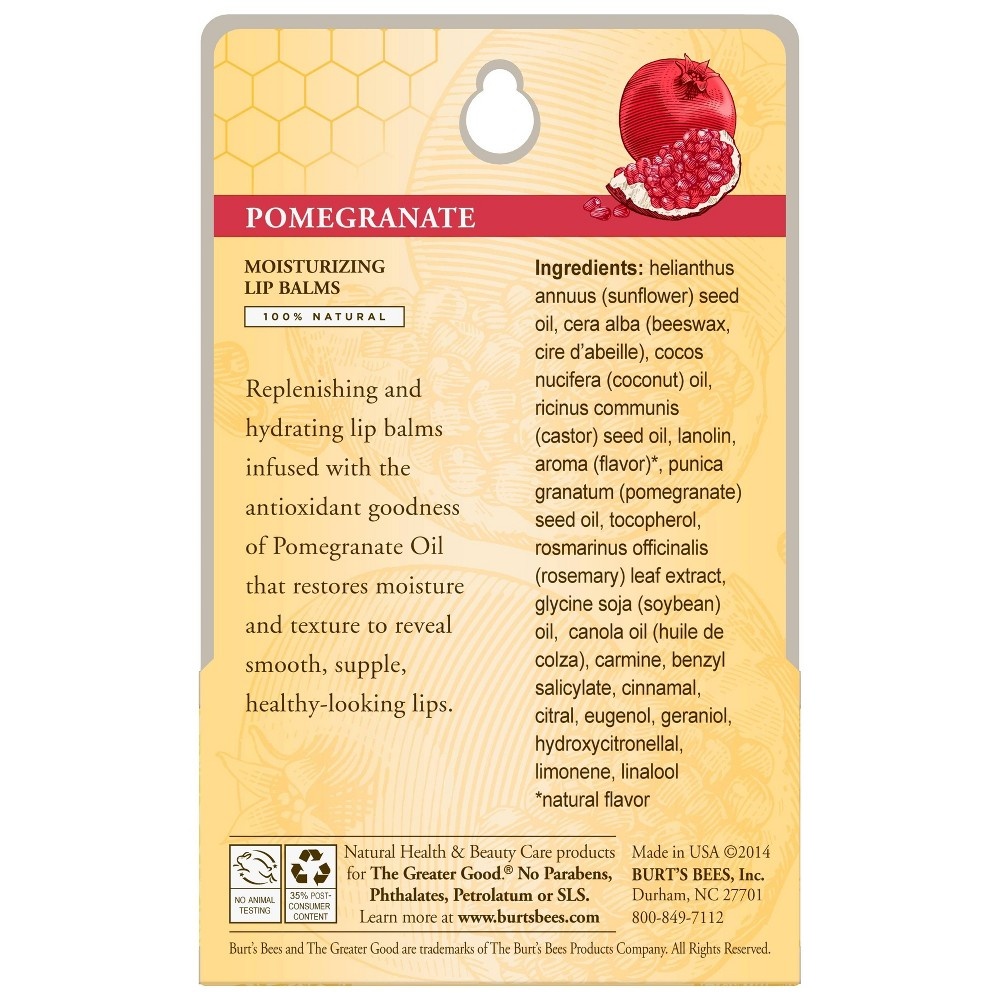 slide 4 of 6, Burt's Bees Lip Balm Blister Box - Pomegranate - 2ct, 0.3 oz