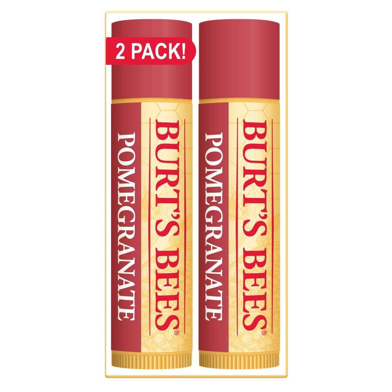 slide 1 of 6, Burt's Bees Lip Balm Blister Box - Pomegranate - 2ct, 0.3 oz