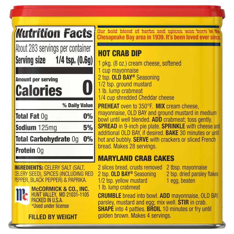slide 2 of 25, McCormick OLD BAY Gluten Free Classic Seafood Seasoning - 6oz, 6 oz