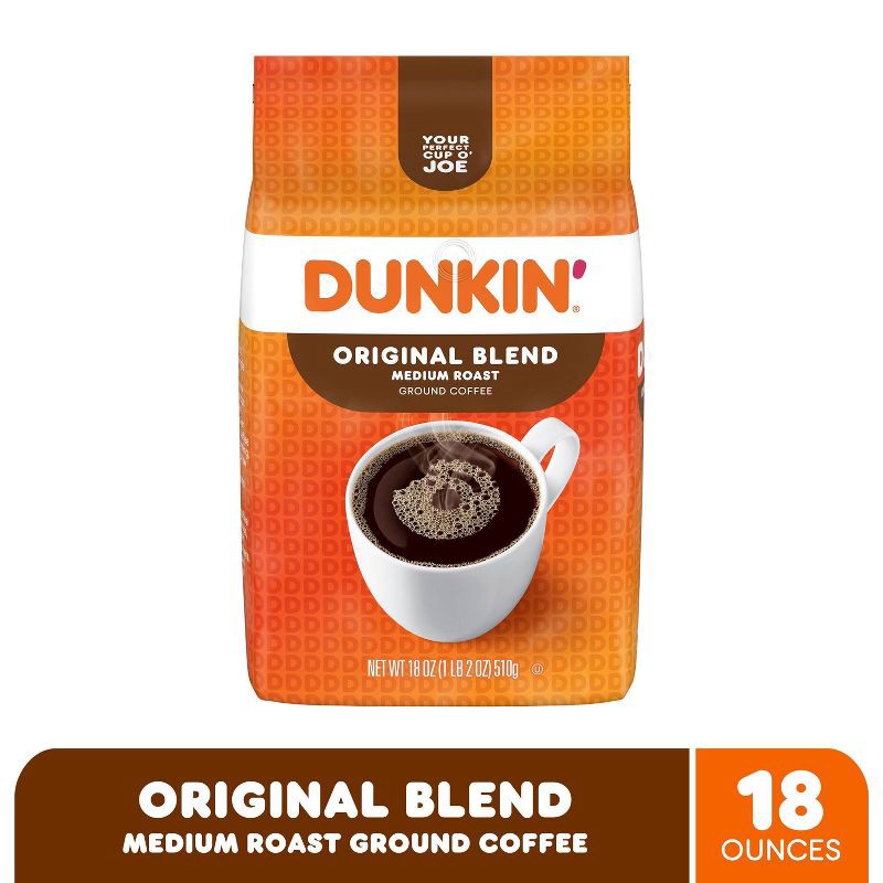 slide 3 of 6, Dunkin' Donuts Dunkin' Original Blend Medium Roast Ground Coffee - 18oz, 18 oz