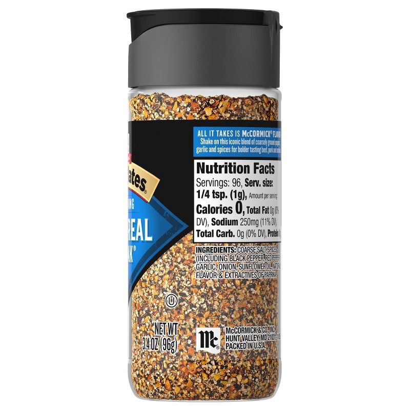 slide 25 of 26, McCormick Grill Mates Gluten Free Montreal Steak Seasoning - 3.4oz, 3.4 oz