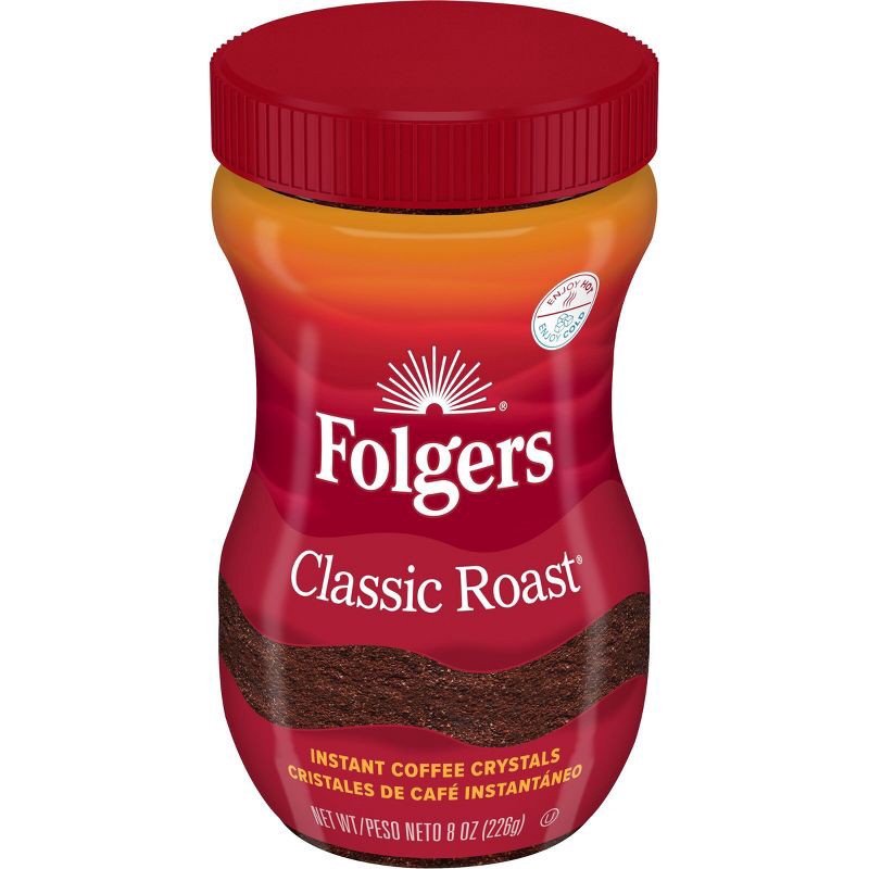 slide 1 of 1, Folgers Classic Roast Instant Coffee, 8oz, 8 oz
